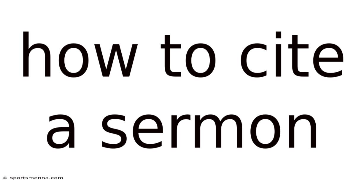 How To Cite A Sermon