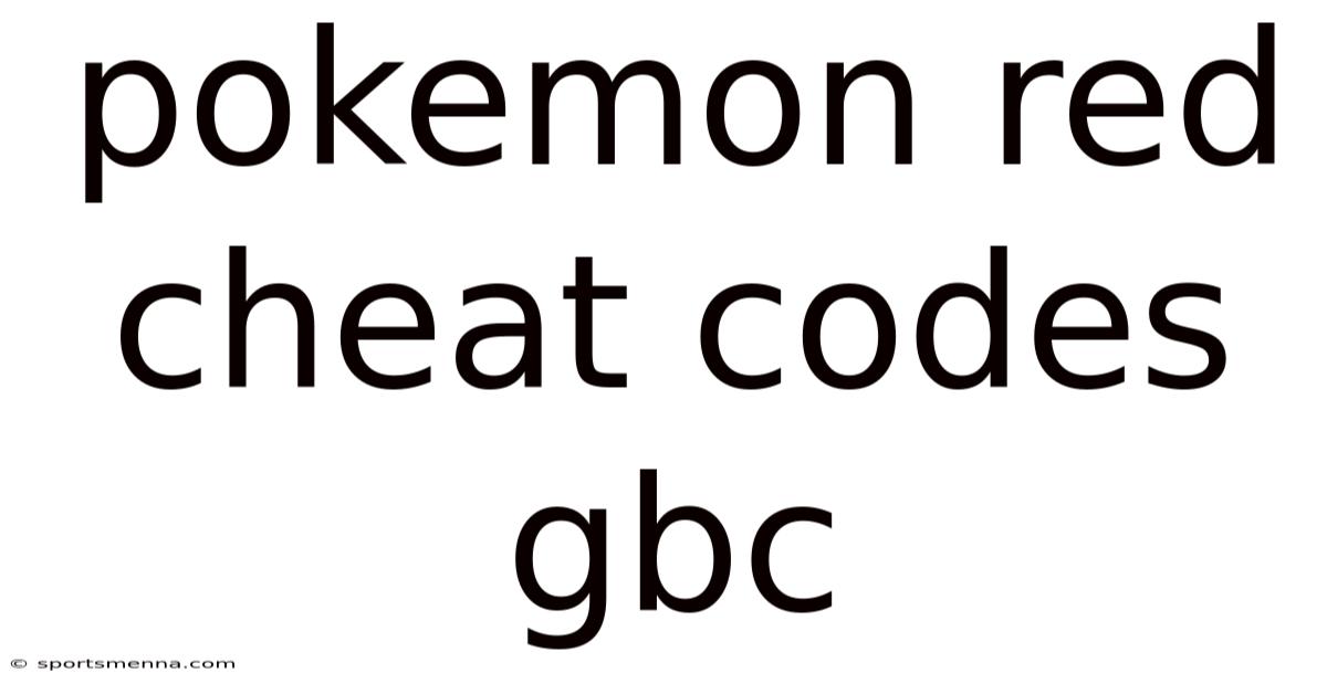 Pokemon Red Cheat Codes Gbc