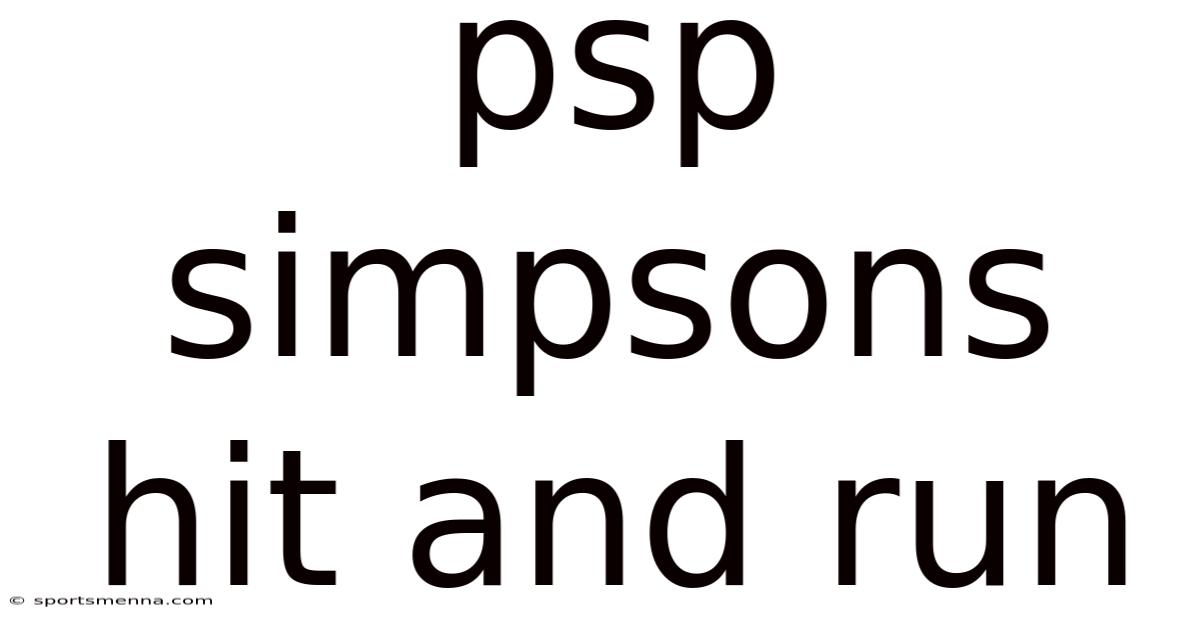 Psp Simpsons Hit And Run