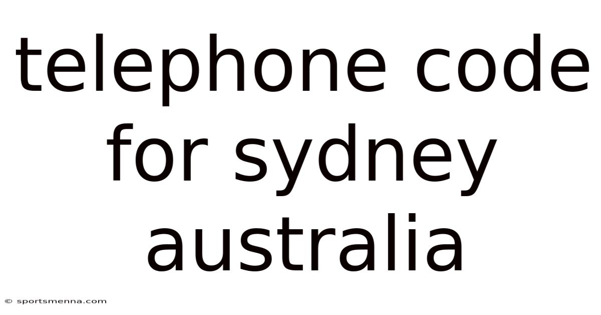 Telephone Code For Sydney Australia