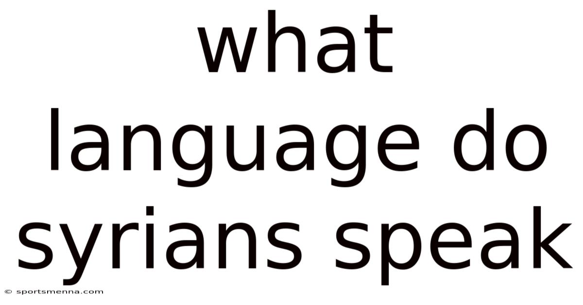 What Language Do Syrians Speak